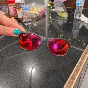 Ray-Ban Black Frame Sunglasses with Pink Lenses ( so cute and small )